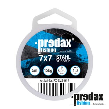 Predax Stahlvorfach 7x7 braun 30kg 5m Spule + 50 Klemmhülsen 1,8mm